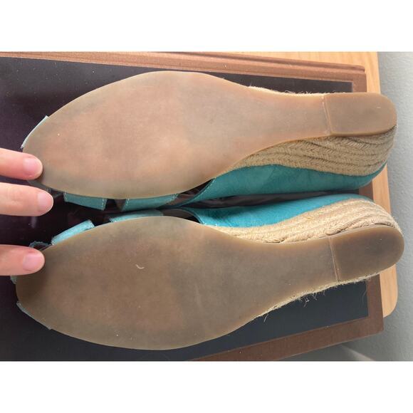 Dolce Vita Turquoise Suede Wedge Espadrilles Sandals Sz 10 ~ Rivera-bound! - Picture 5 of 6